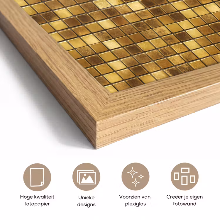 Poster met lijst - Tegels - Mozaïek - Luxe - Warm Goud — 6