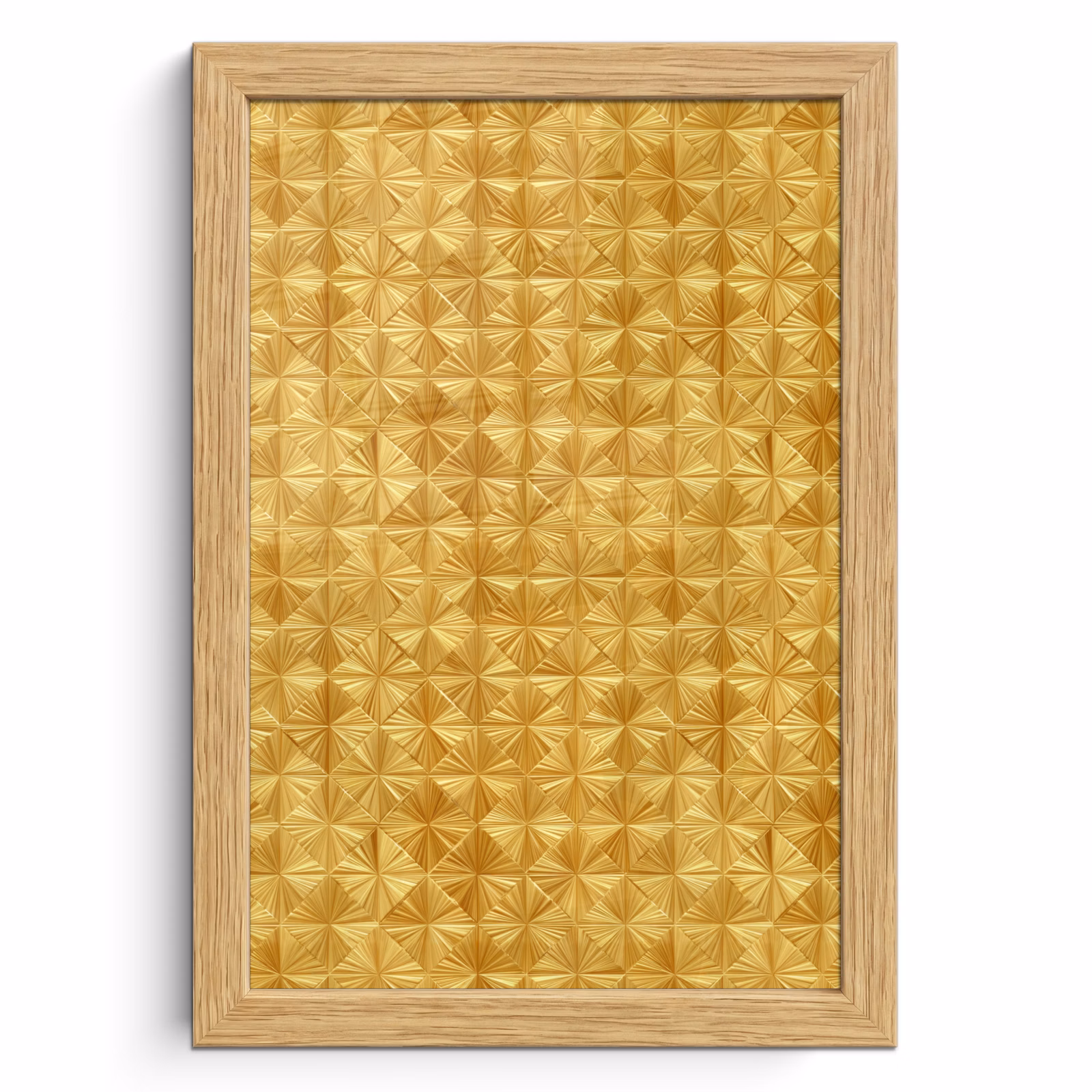 Poster met lijst - Tegels - Geometrisch - Reliëf - Goud — 1