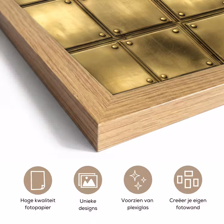 Poster met lijst - Platen - Industrieel - Stoer - Goud — 6