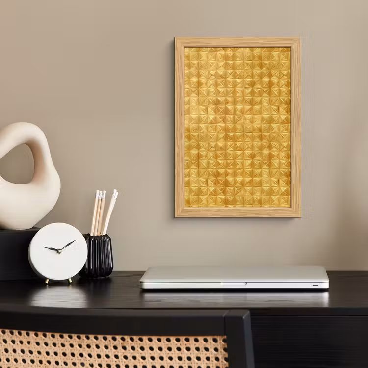 Poster met lijst - Tegels - Geometrisch - Reliëf - Goud — 2