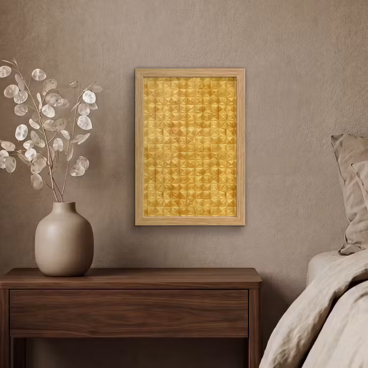 Poster met lijst - Tegels - Geometrisch - Reliëf - Goud — 4