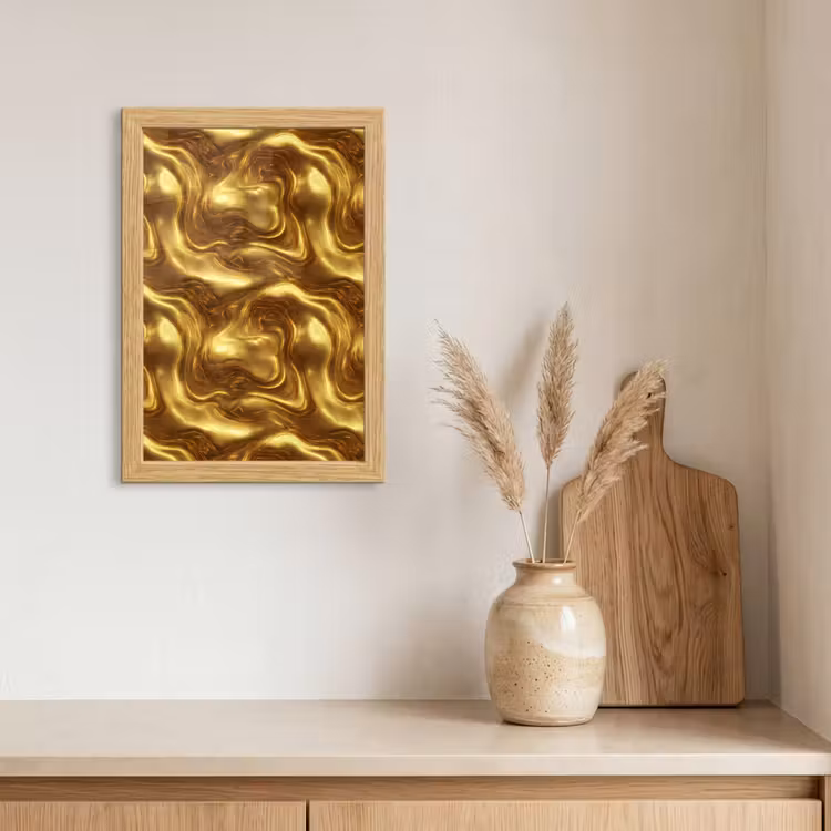 Poster met lijst - Textuur - Vloeibaar - Organisch - Goud — 3