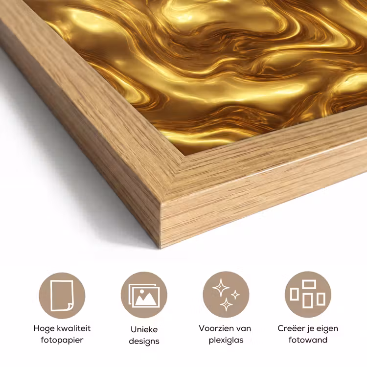 Poster met lijst - Textuur - Vloeibaar - Organisch - Goud — 6