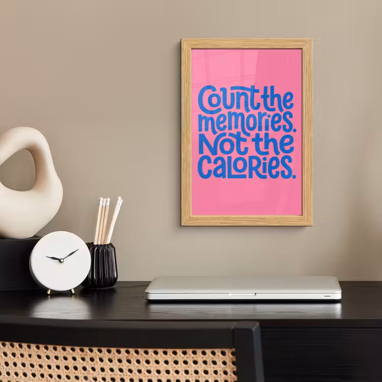 Poster met lijst - Memories - Roze - Blauw - Quote — 2