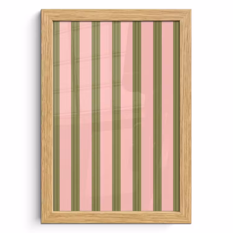 Poster met lijst - Patroon - Strepen - Abstract - Roze - Groen — 1