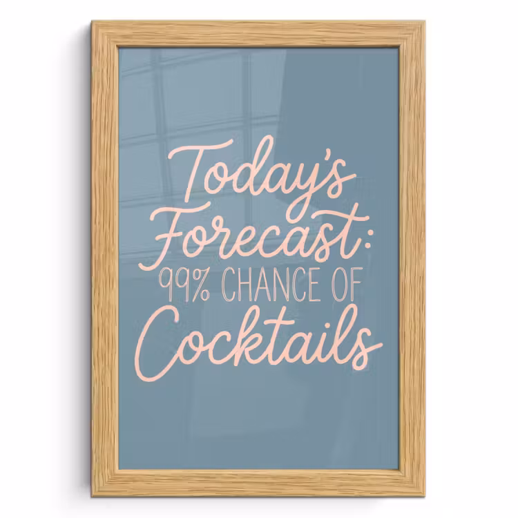 Poster met lijst - Today's Forecast - Cocktails - Blauw — 1