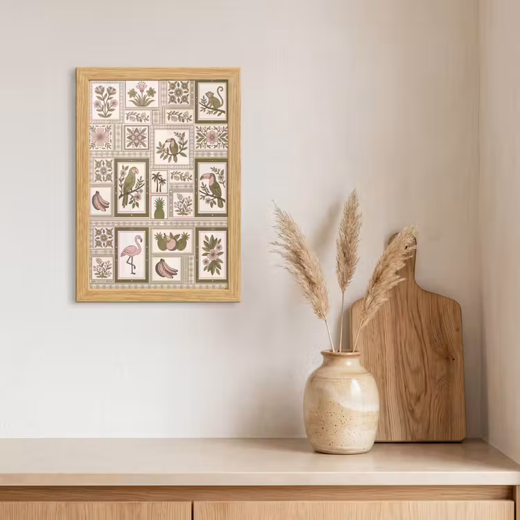 Poster met lijst - Vogel - Tropisch - Patroon - Decoratief - Groen — 3