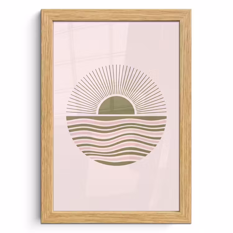 Poster met lijst - Zon - Zee - Abstract - Modern - Roze — 1