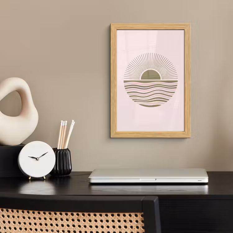 Poster met lijst - Zon - Zee - Abstract - Modern - Roze — 2