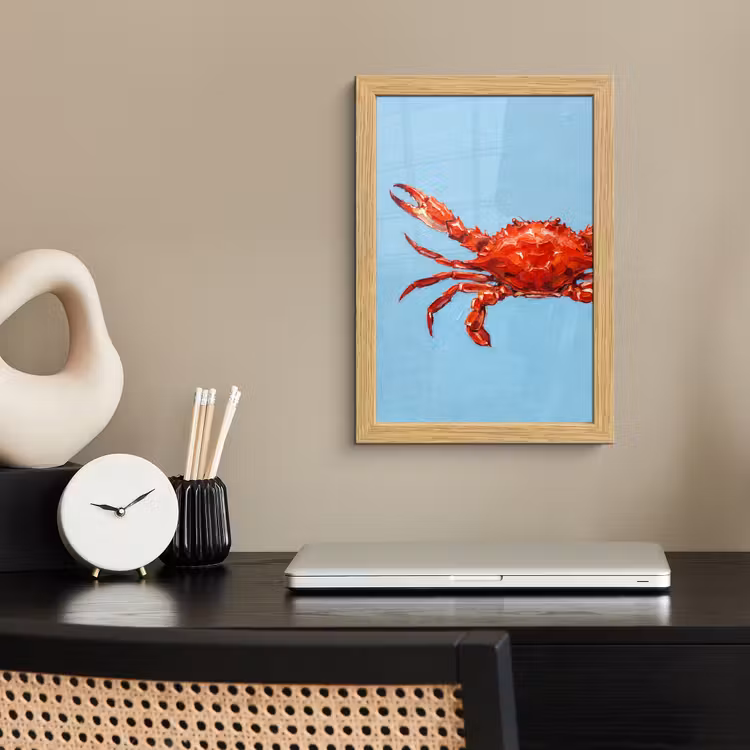 Poster met lijst - Krab - Zee - Dieren - Abstract - Rood — 2