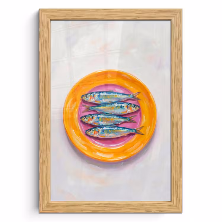 Poster met lijst - Vis - Vier - Eten - Modern - Kleurrijk — 1