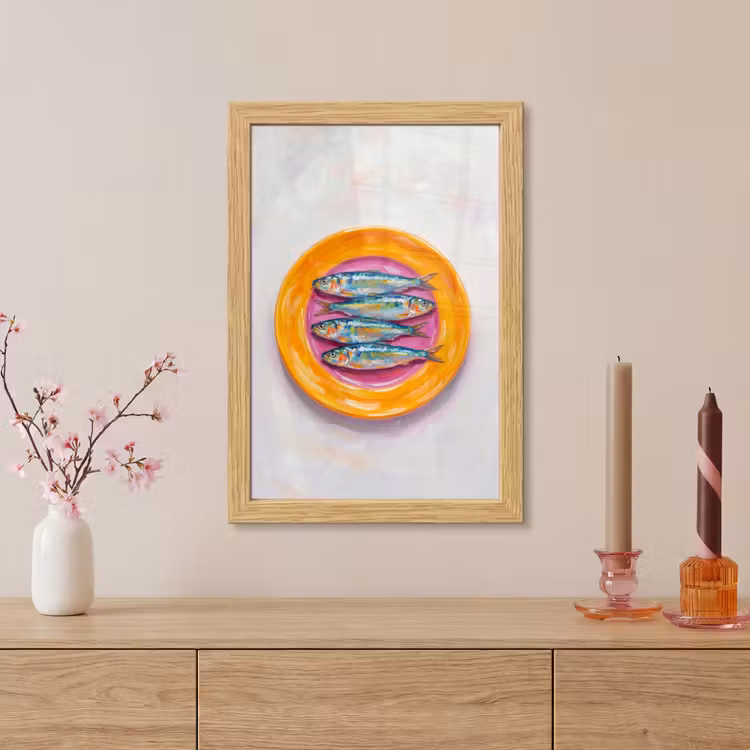 Poster met lijst - Vis - Vier - Eten - Modern - Kleurrijk — 5