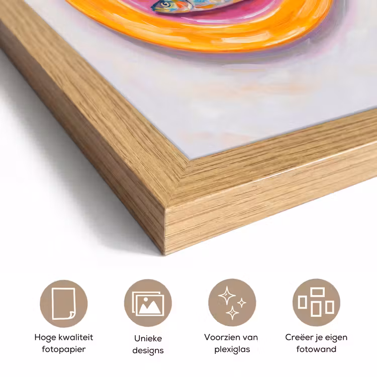 Poster met lijst - Vis - Vier - Eten - Modern - Kleurrijk — 6