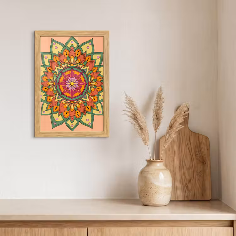 Poster met lijst - Mandala - Bloemen - Abstract - Kleurrijk — 3