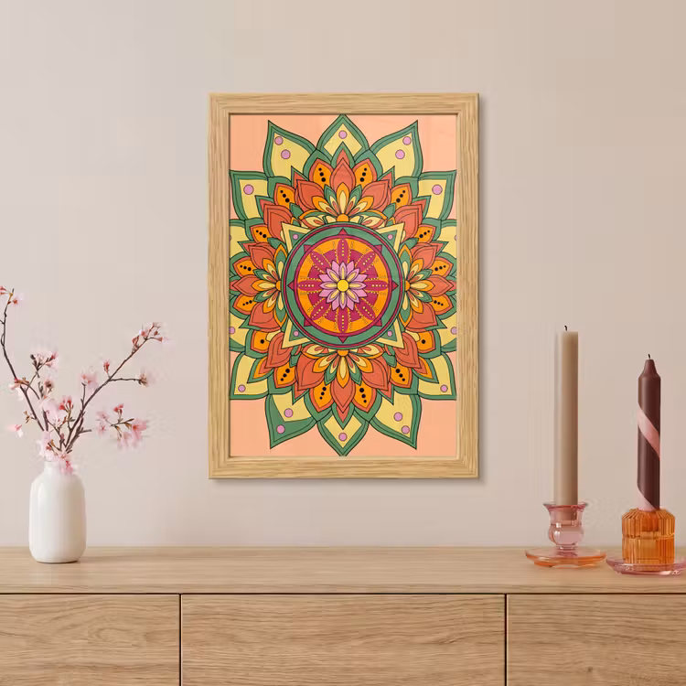 Poster met lijst - Mandala - Bloemen - Abstract - Kleurrijk — 5