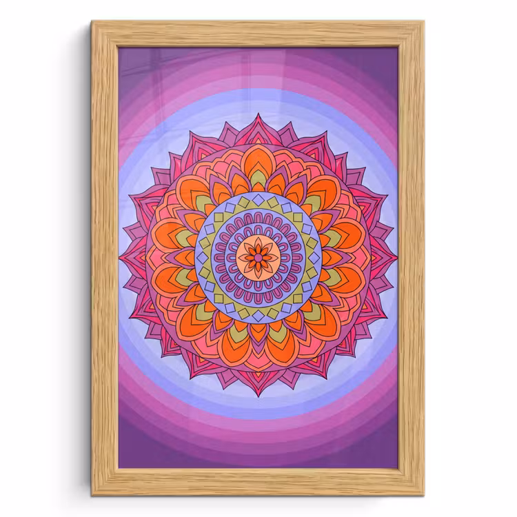 Poster met lijst - Mandala - Cirkel - Abstract - Kleurrijk - Patroon — 1