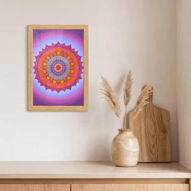 Poster met lijst - Mandala - Cirkel - Abstract - Kleurrijk - Patroon — 3
