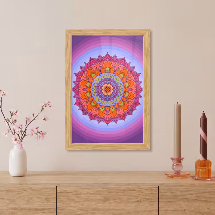 Poster met lijst - Mandala - Cirkel - Abstract - Kleurrijk - Patroon — 5