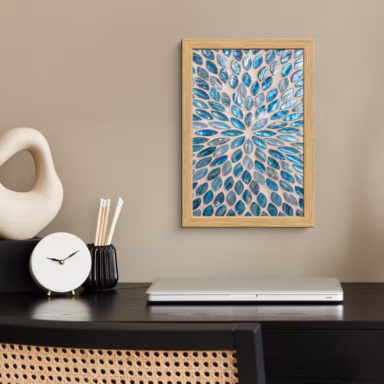 Poster met lijst - Patroon - Glans - Abstract - Blauw - Decoratie — 2