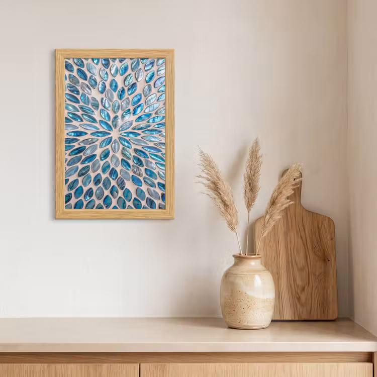 Poster met lijst - Patroon - Glans - Abstract - Blauw - Decoratie — 3