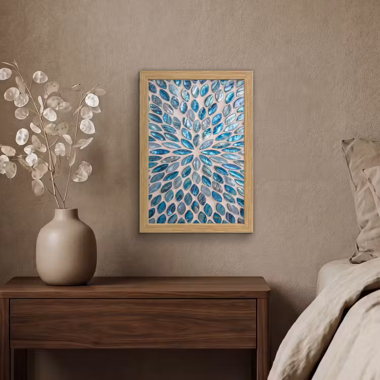 Poster met lijst - Patroon - Glans - Abstract - Blauw - Decoratie — 4