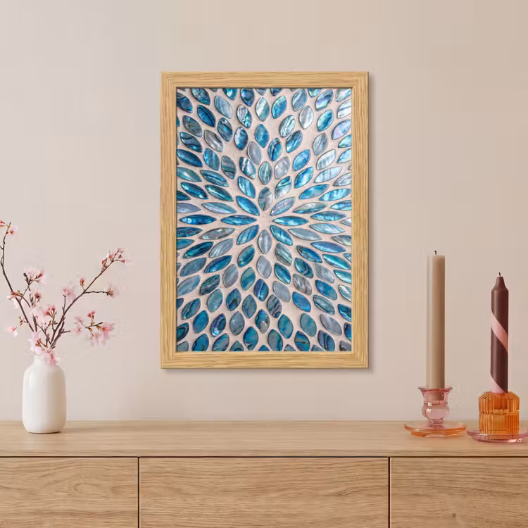 Poster met lijst - Patroon - Glans - Abstract - Blauw - Decoratie — 5