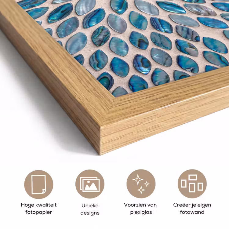 Poster met lijst - Patroon - Glans - Abstract - Blauw - Decoratie — 6