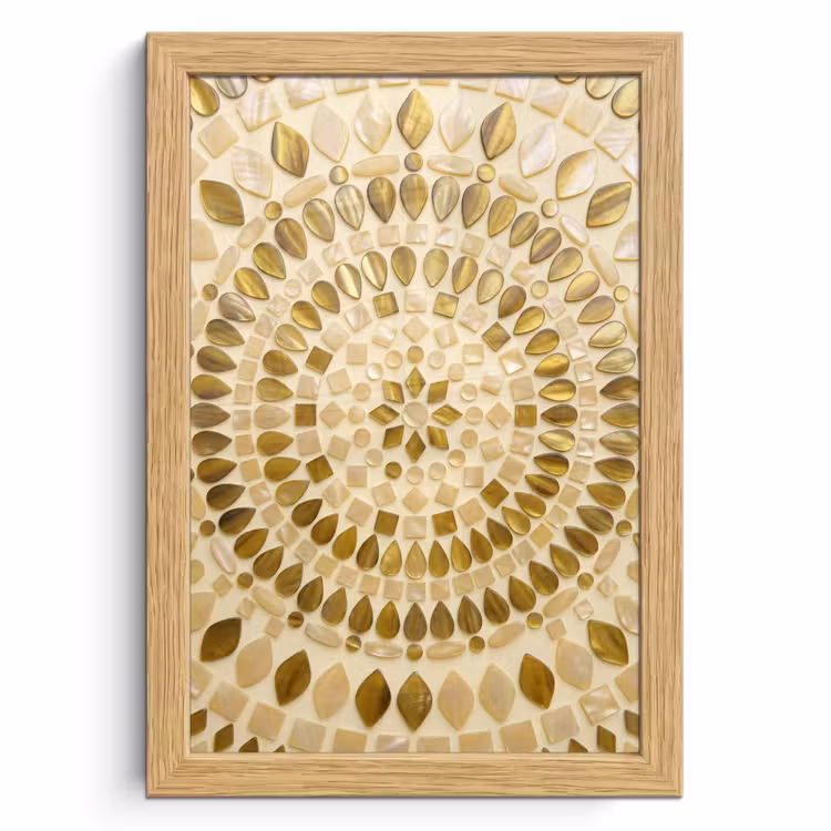 Poster met lijst - Patroon - Vormen - Mozaïek - Abstract - Goud — 1