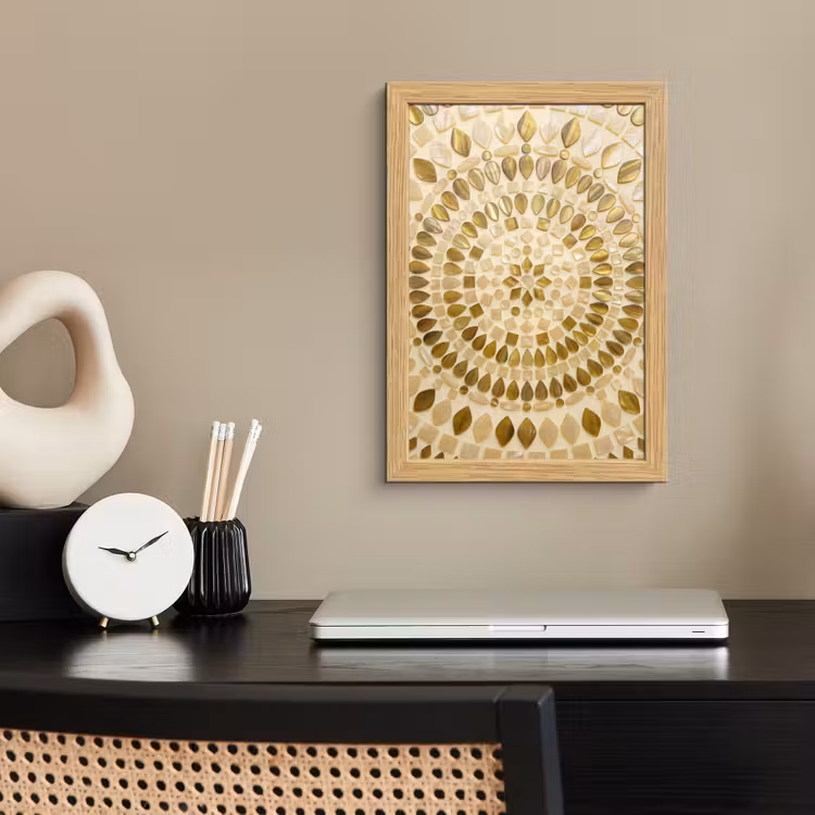 Poster met lijst - Patroon - Vormen - Mozaïek - Abstract - Goud — 2