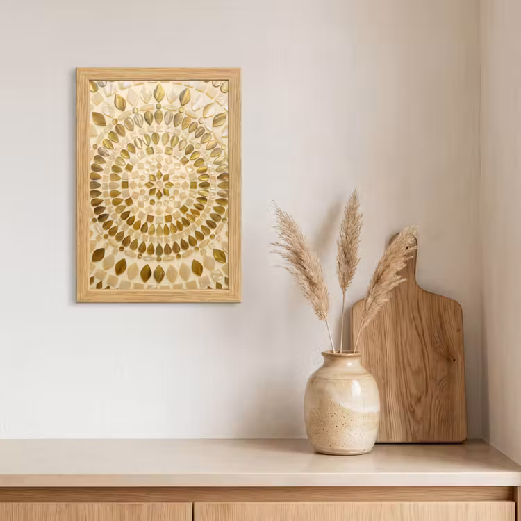 Poster met lijst - Patroon - Vormen - Mozaïek - Abstract - Goud — 3