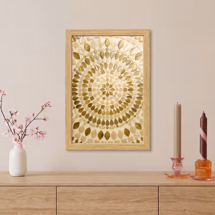 Poster met lijst - Patroon - Vormen - Mozaïek - Abstract - Goud — 5