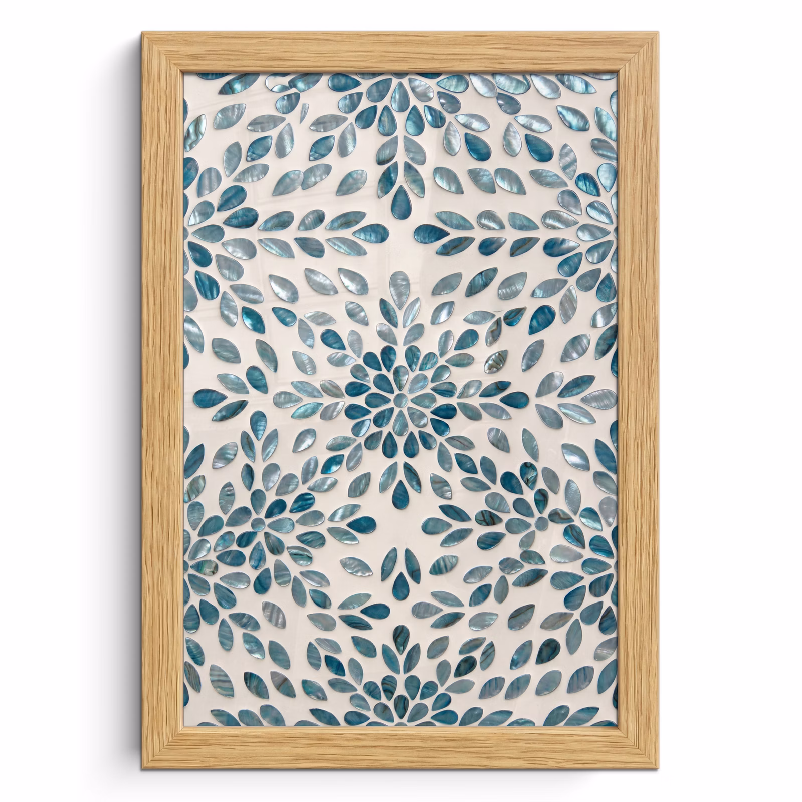 Poster met lijst - Patroon - Bladeren - Abstract - Modern - Turquoise — 1