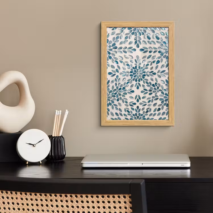 Poster met lijst - Patroon - Bladeren - Abstract - Modern - Turquoise — 2