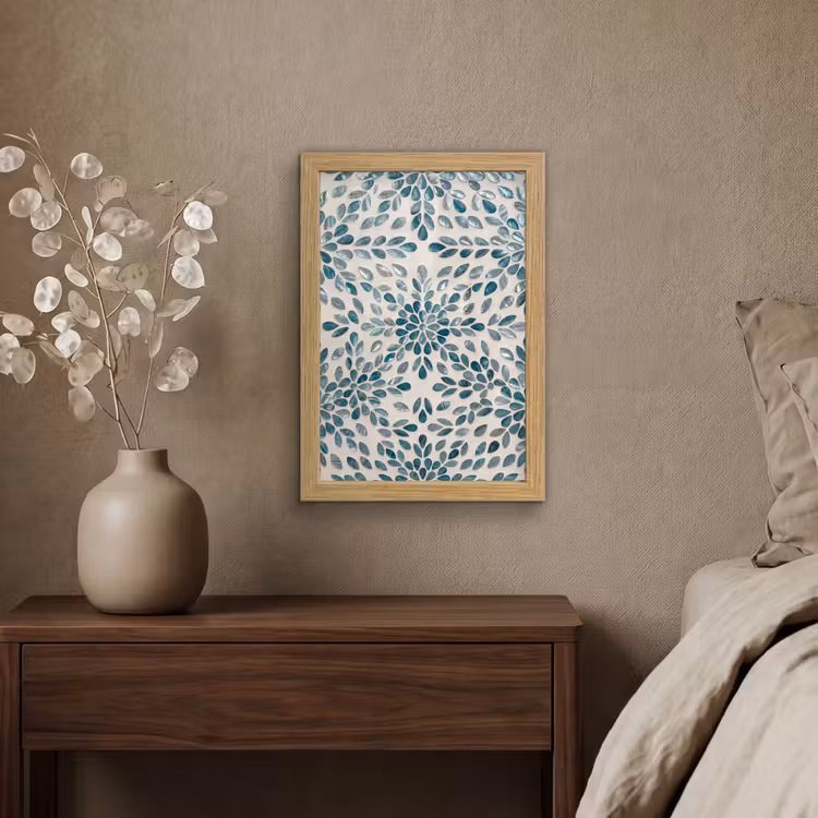 Poster met lijst - Patroon - Bladeren - Abstract - Modern - Turquoise — 4