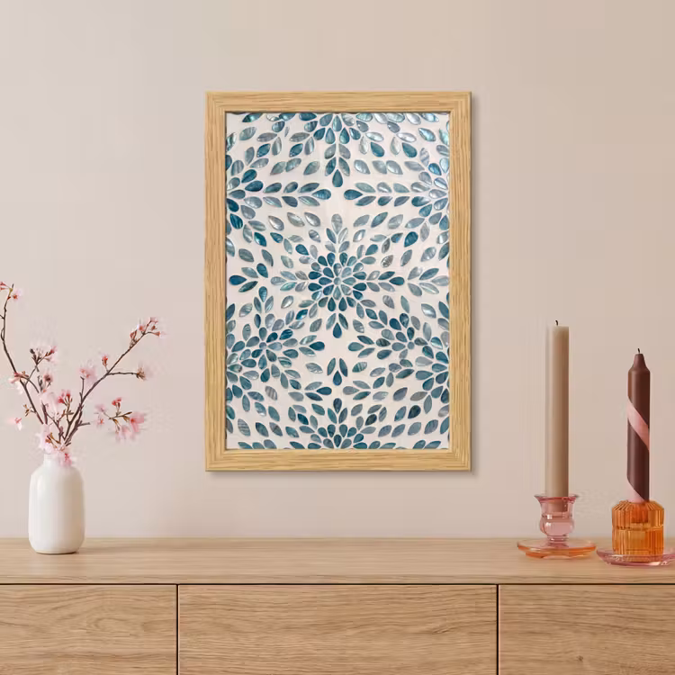 Poster met lijst - Patroon - Bladeren - Abstract - Modern - Turquoise — 5