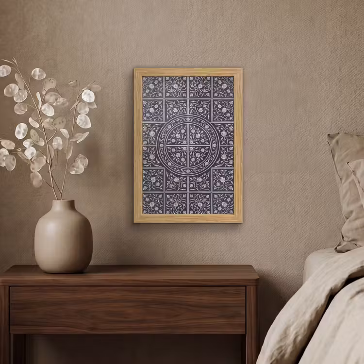 Poster met lijst - Patroon - Bloemmotief - Decoratie - Klassiek - Zwart — 4