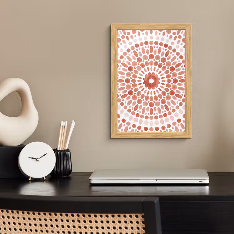 Poster met lijst - Patroon - Cirkels - Abstract - Modern - Rood — 2