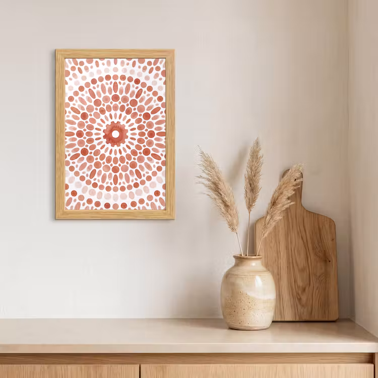Poster met lijst - Patroon - Cirkels - Abstract - Modern - Rood — 3