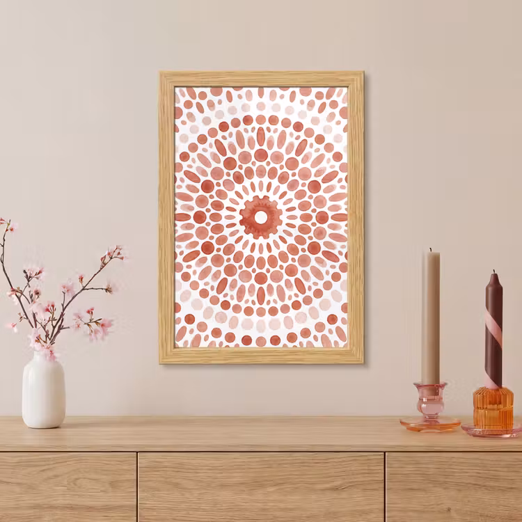 Poster met lijst - Patroon - Cirkels - Abstract - Modern - Rood — 5