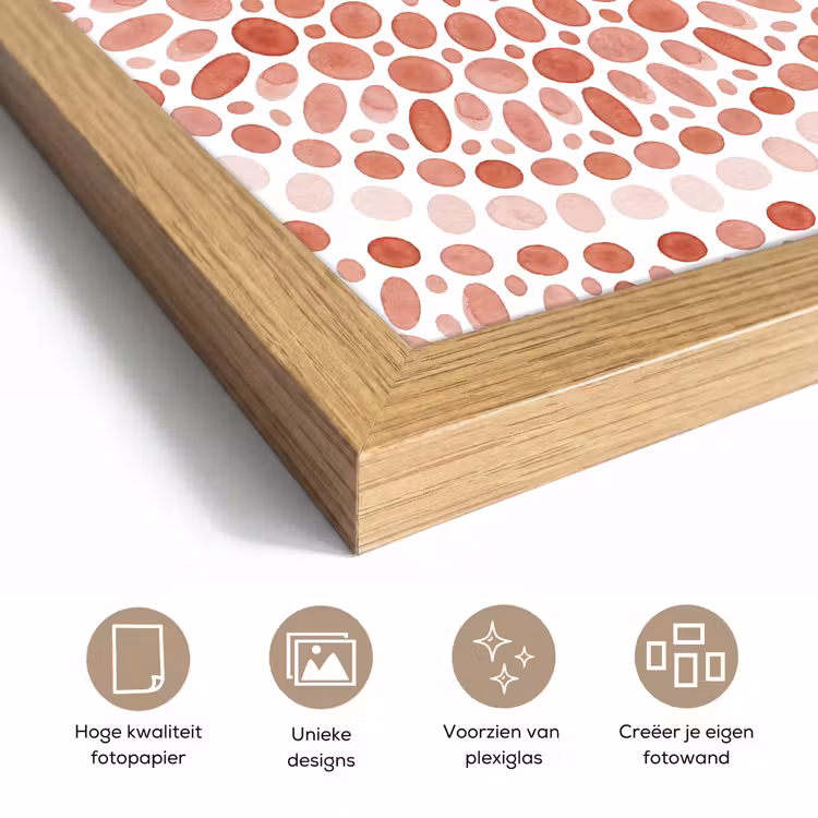Poster met lijst - Patroon - Cirkels - Abstract - Modern - Rood — 6