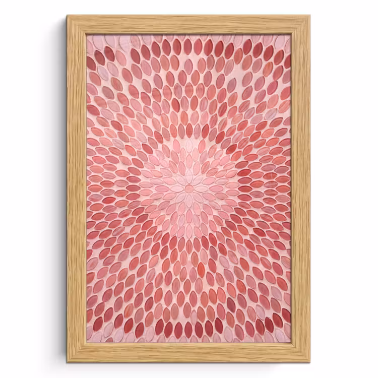 Poster met lijst - Patroon - Mozaïek - Ovaal - Abstract - Roze — 1