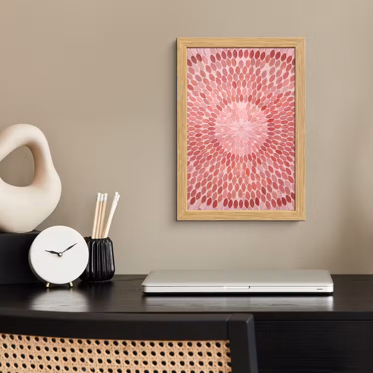 Poster met lijst - Patroon - Mozaïek - Ovaal - Abstract - Roze — 2