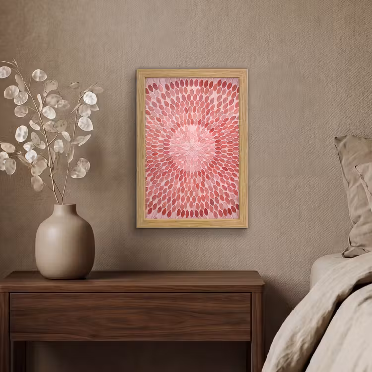 Poster met lijst - Patroon - Mozaïek - Ovaal - Abstract - Roze — 4
