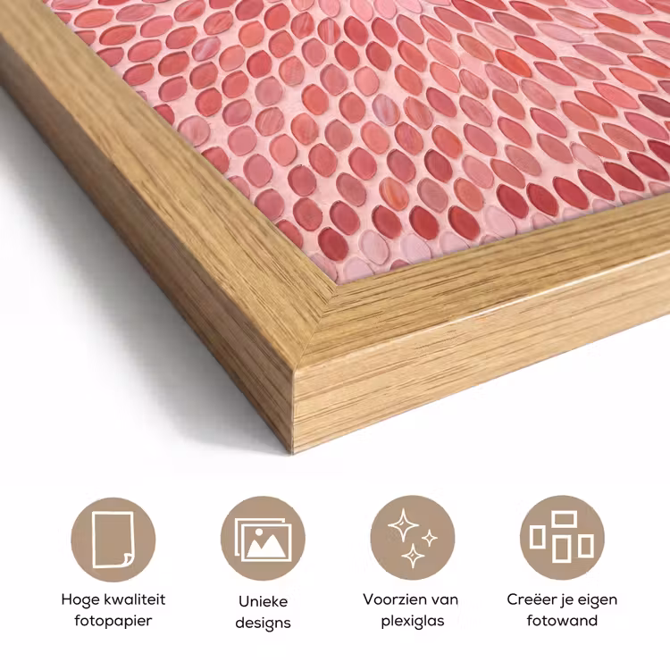 Poster met lijst - Patroon - Mozaïek - Ovaal - Abstract - Roze — 6