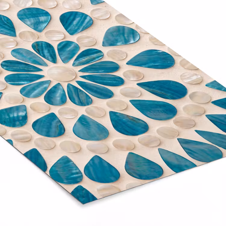 Poster met lijst - Patroon - Mozaïek - Schelpen - Abstract - Turquoise — 7