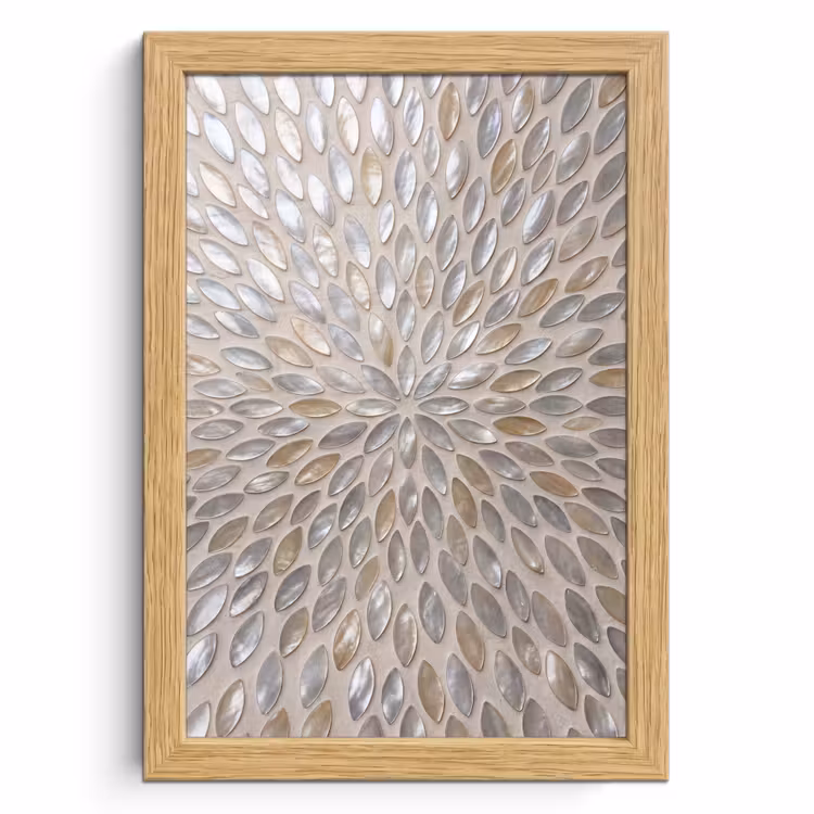 Poster met lijst - Patroon - Ovaal - Glanzend - Abstract - Beige — 1