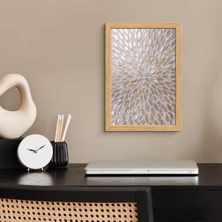 Poster met lijst - Patroon - Ovaal - Glanzend - Abstract - Beige — 2