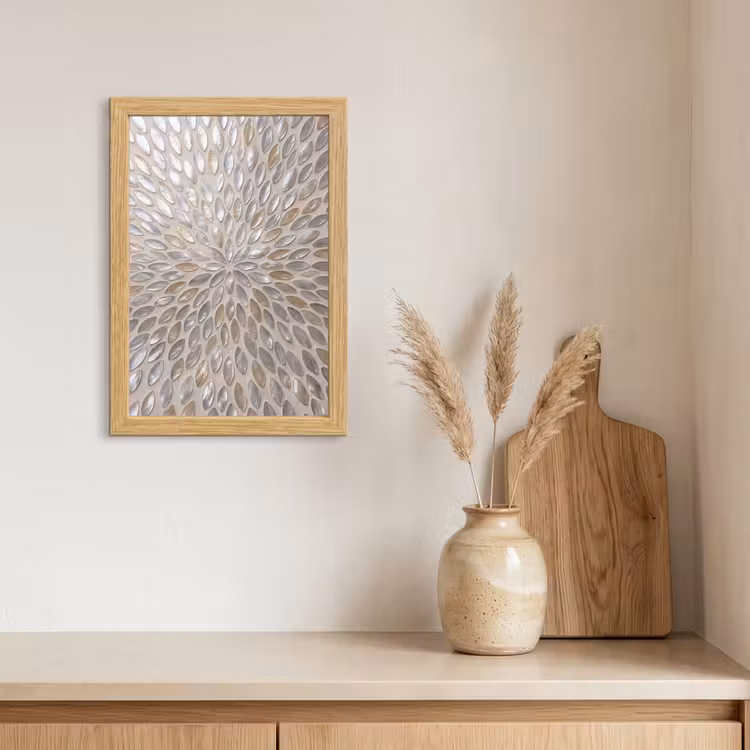 Poster met lijst - Patroon - Ovaal - Glanzend - Abstract - Beige — 3
