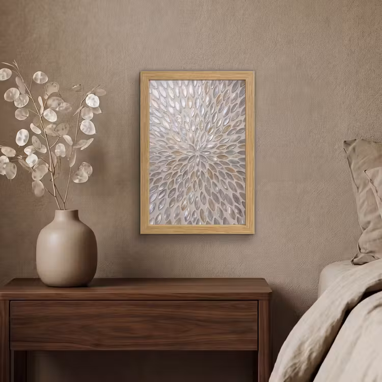 Poster met lijst - Patroon - Ovaal - Glanzend - Abstract - Beige — 4