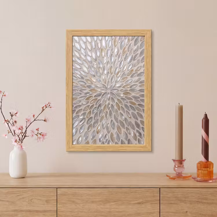 Poster met lijst - Patroon - Ovaal - Glanzend - Abstract - Beige — 5